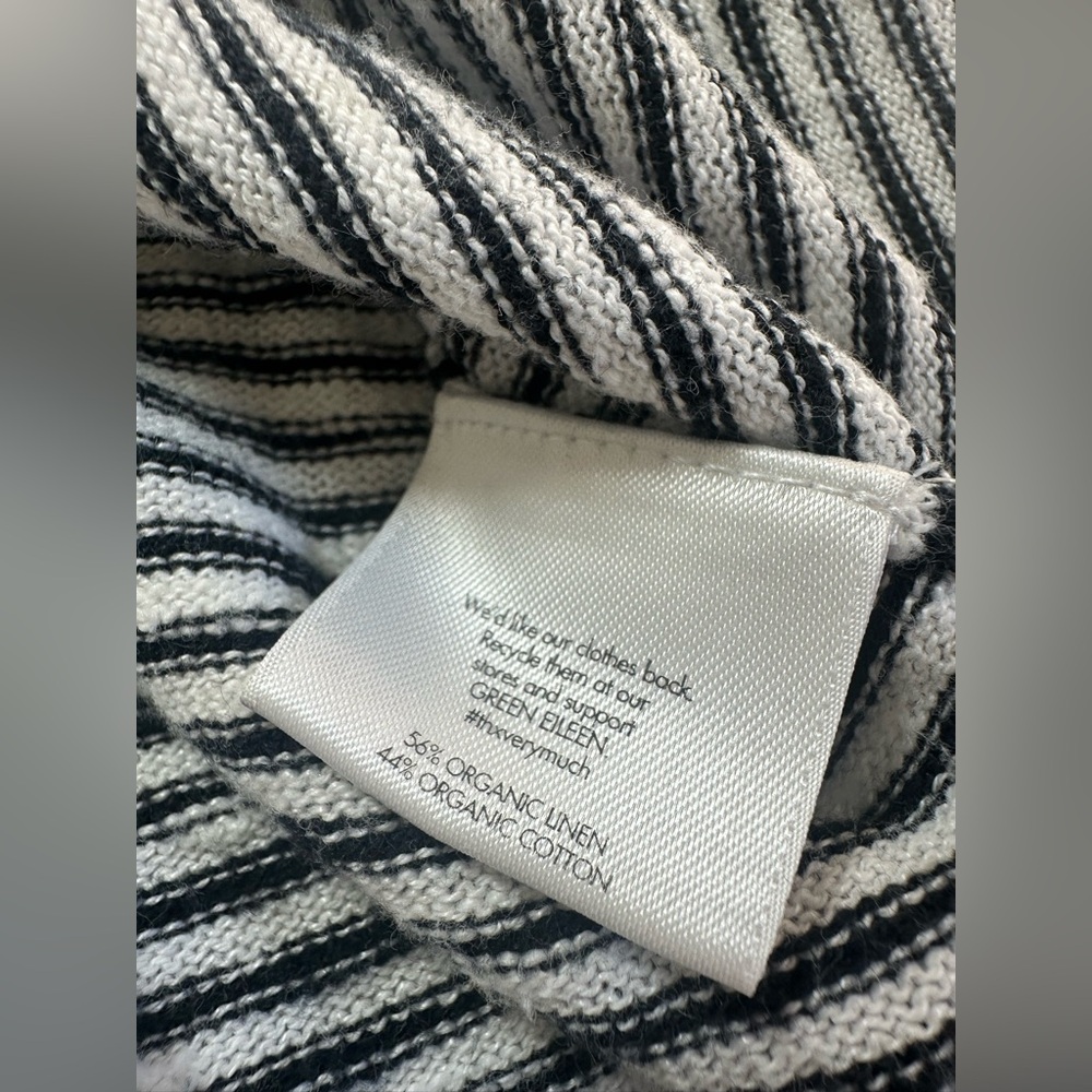 EILEEN FISHER BOATNECK LINEN BLEND STRIPED SWEATER Size XL 3/4 Sleeve GUC - Picture 3 of 7